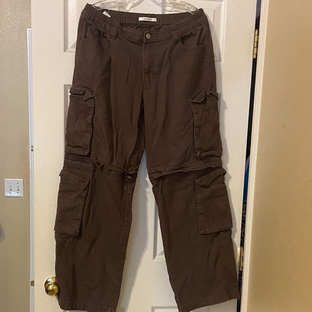 PacSun Dark Brown Wide Leg Cargo Jeans